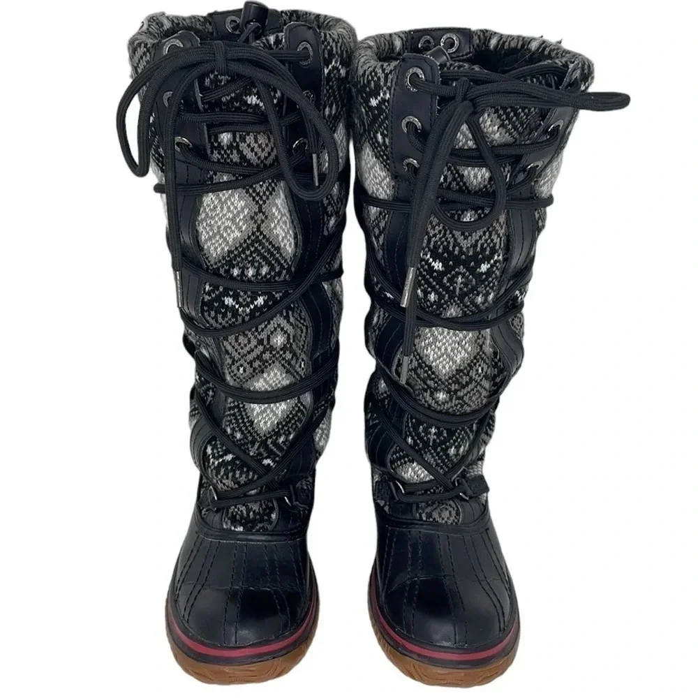 PAJAR Tall Winter Regatta Boots Fair Isle Fleece Lined Size 5.5 EU 36